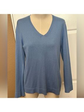 J. Jill Slate Blue Silk Cotton Blend Sweater